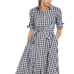 Calvin Klein Cotton Gingham Dress Navy & White